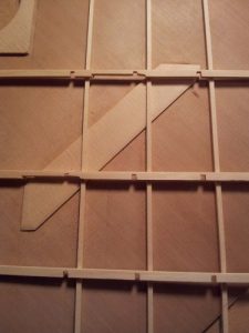 Close up of the notches before they are glued in place.