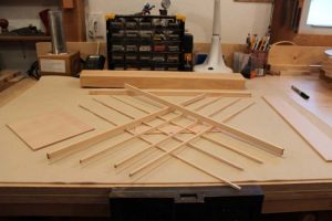 The top bracing pieces being cut to size.